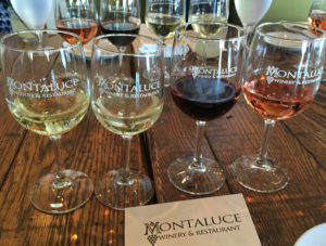 Tasting whites, reds and rosés at Montaluce Winery.