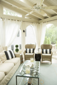 Because the family spends a lot of time outside, the back porch was a major factor in buying the house.